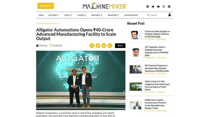 Alligator automations opens advanced manufacturing facility inauguration